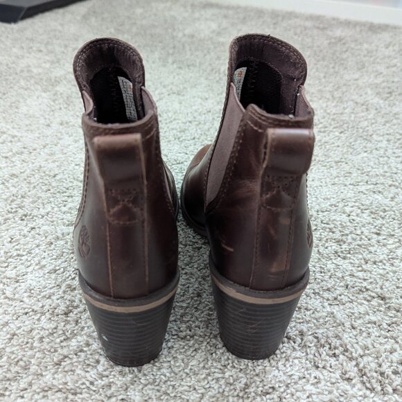 Timberland Women's Leather Brynlee Park Heeled Chelsea Ankle Boot in Brown 5.5 - Picture 4 of 9